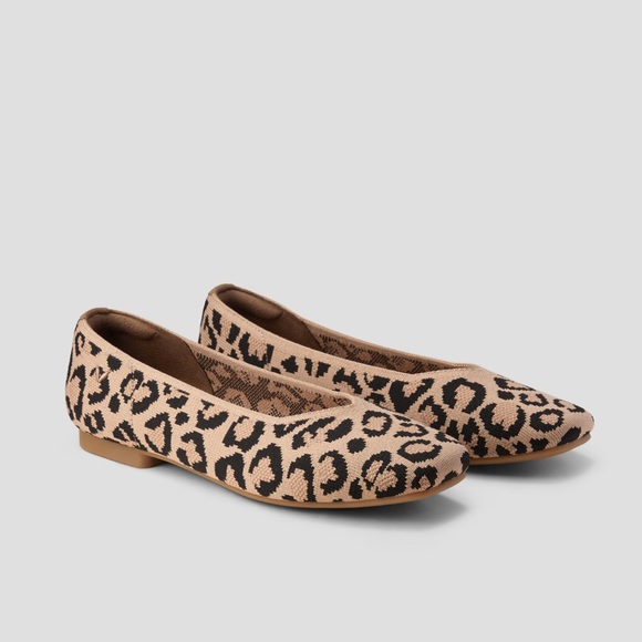 Vivaia Shoes - New VIVAIA Tan Leopard Print Knit Ballet Flats